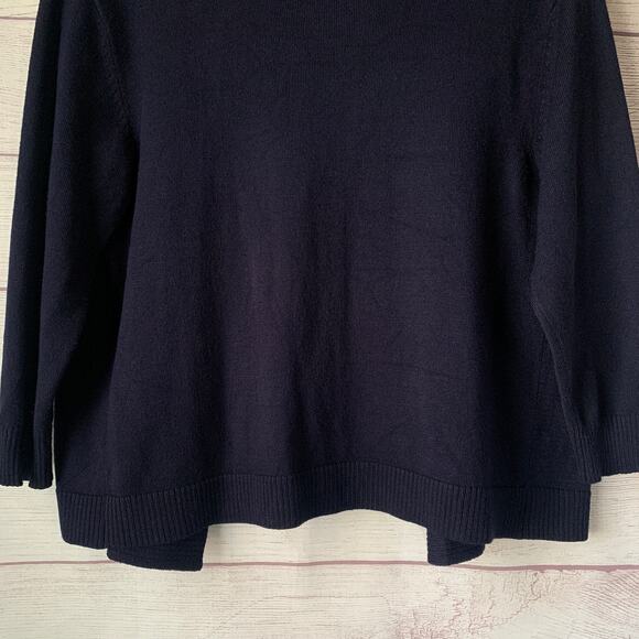 Verve Ami Navy Blue Cardigan Sweater Open Front Elbow Length Sleeves Size Small - Picture 7 of 13